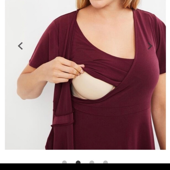 Motherhood Maternity Nursing Plum Full Wrap Dress with Ruffle Bottom Sz Large - Picture 7 of 8